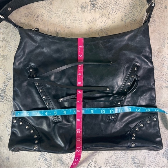 Chez by Cheryl Black Leather Studded Bag - Picture 10 of 12